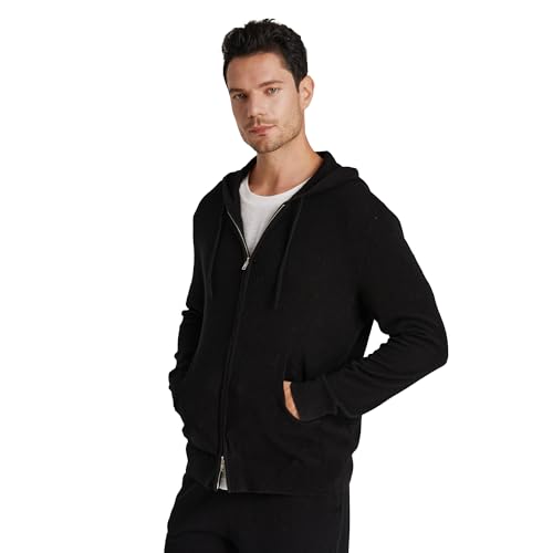 GreenMount Mens Cashmere Hoodie Cardigan With Double-way Zip Soft Warm Jogger Cardigan with Pocket for Men 37.5° Warm