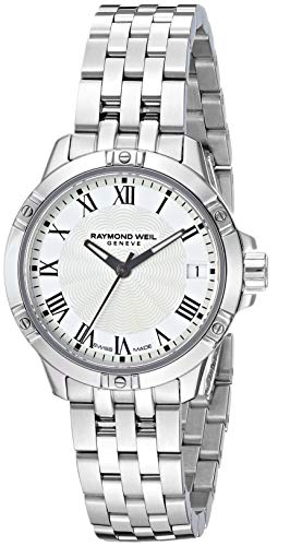 Raymond Weil Tango Classic Women's Watch, Quartz, White Dial, Black Roman Numerals, Stainless Steel Bracelet, 30 mm (Model: 5960-ST-00300)