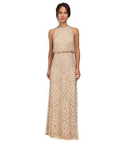 Adrianna Papell Women's Halter Art Deco Beaded Blouson Dress
