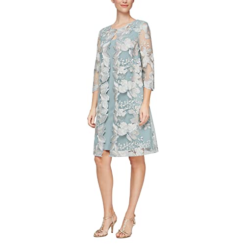 Alex Evenings Women's Midi Scoop Neck Shift Dress with Jacket (Petite and Regular)