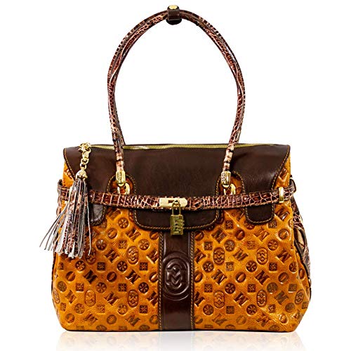 Designer Oversized Tote Purse Cognac Quilted Leather Satchel Bag