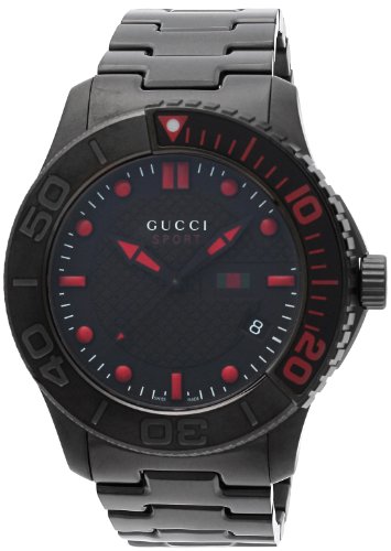 YA126230 Watch Gucci Men's Sport Stainless steel case, Stainless steel bracelet, Black dial, Quartz movement, Scratch-resistant sapphire, Water resistant up to 5 ATM-50 Meters-165 Feet