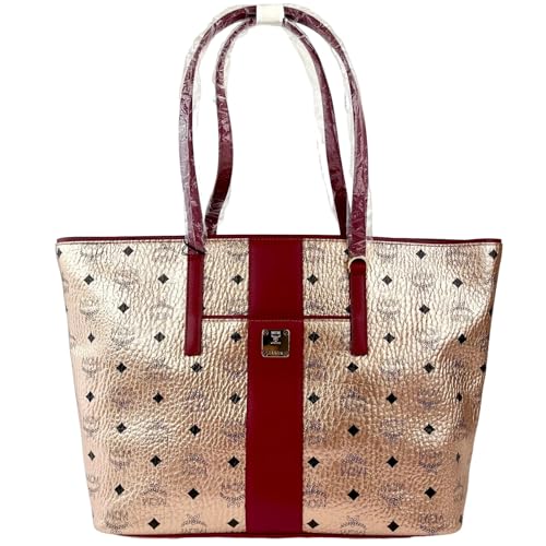 MCM Chamoagne Women's Gold Monogram Visetos Canvas Medium Tote Women's Bag