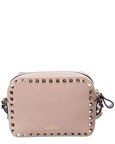 Valentino Rockstud Grainy Leather Camera Bag, Pink