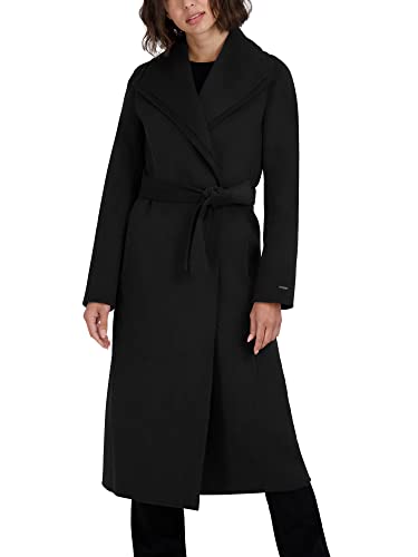Tahari Women's Maxi Double Face Wool Blend Wrap Coat