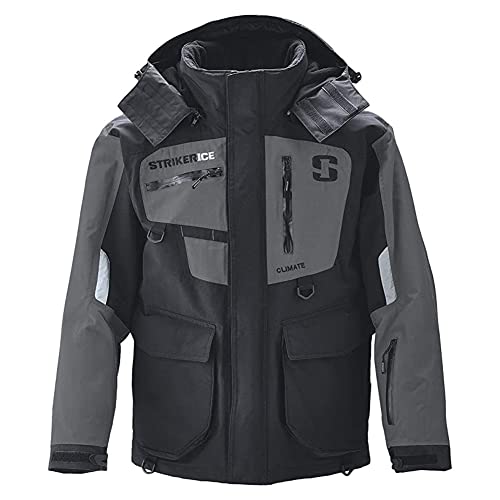 Striker Men's Climate Durable Windproof Water-Resistant Insulated Outdoor Ice Fishing Jacket with Removable Hood