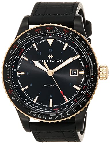 Hamilton Watch Khaki Aviation Converter Swiss Automatic Watch 42mm Case, Black Dial, Black Leather Strap (Model: H76635730)