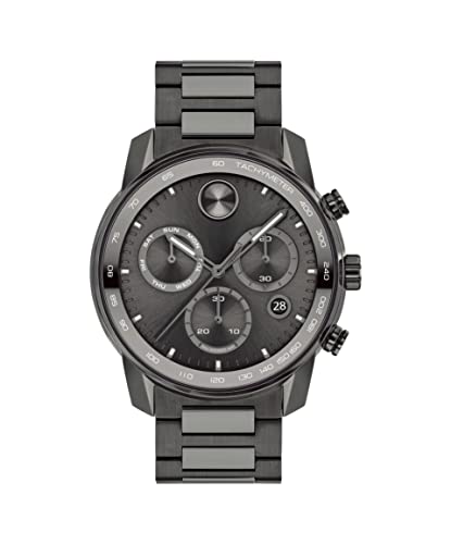 Movado Men's Bold Verso Swiss Quartz Chronograph Watch with Stainless Steel Bracelet, Grey,