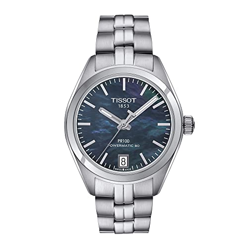 Tissot Womens PR 100 Auto Lady Swiss Automatic Watch, Gray, Stainless Steel,16 (T1012071112100)