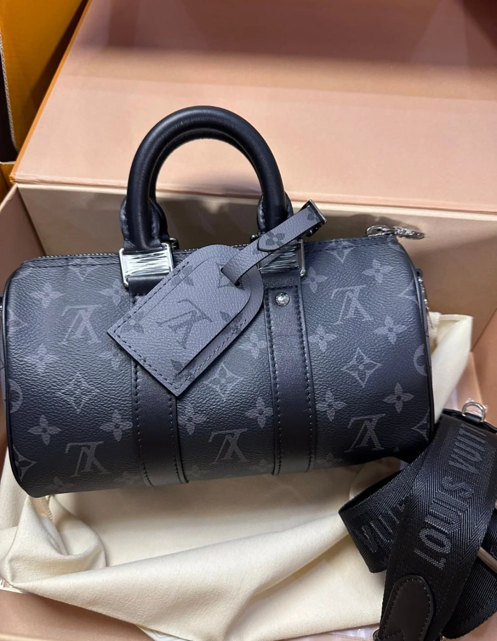 #LV Louis Vuitton keepall25 men's black monogram shoulder crossbody bag M46271
